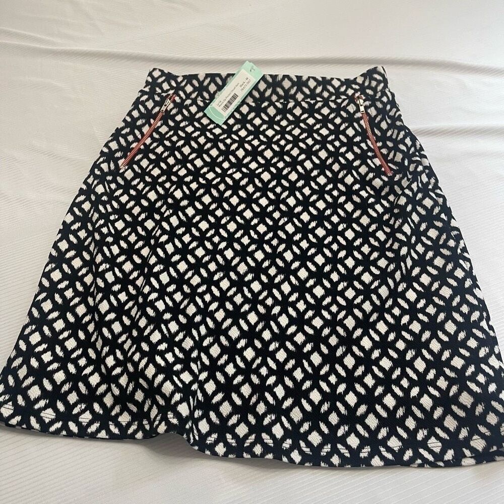 NWT Anthropologie Le Lis Black White Maura Zip Pocket Detail Skirt Size Medium